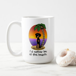 Niedliche Tropical Island Beach Dackel (schwarz un Kaffeetasse