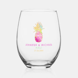 Niedliche tropische Ananas-Hochzeit Weinglas Ohne Stiel