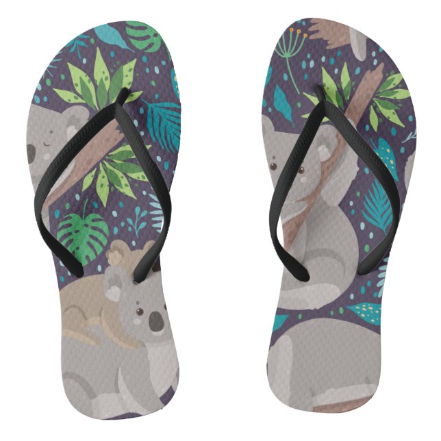 Niedliche tropische Blätter des Koala-Bären Flip Flops (Fußbett)