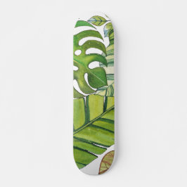 Niedliche tropische Blätter im Wasserfarben-Skateb Skateboard