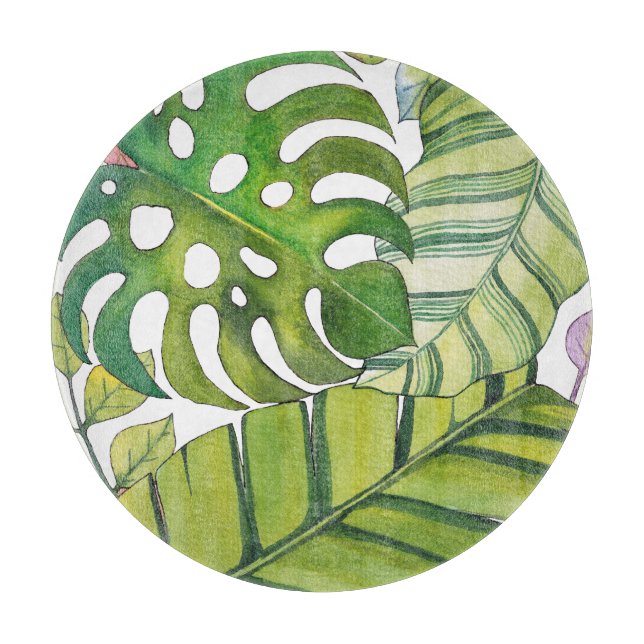 Niedliche tropische Blätter in Aquarellen Schneidebrett (Vorderseite)