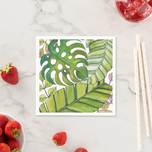 Niedliche tropische Blätter in Aquarellen Serviette (Beispiel)