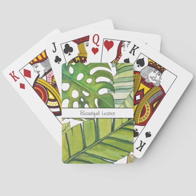 Niedliche tropische Blätter in Aquarellen Spielkarten (Rückseite)