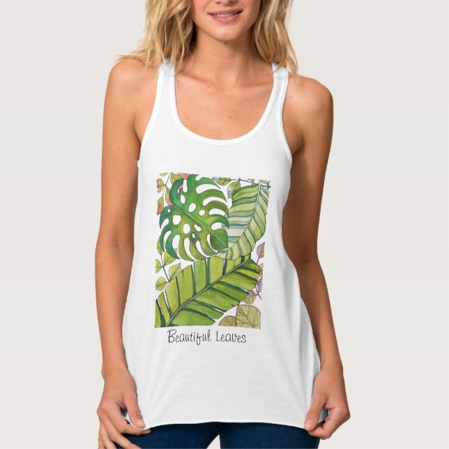 Niedliche tropische Blätter in Aquarellen Tank Top (Vorderseite)