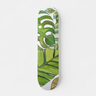 Niedliche tropische Blätter in Wasserfarbenfusska Skateboard