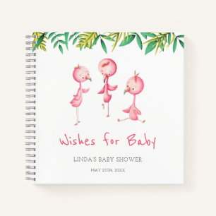 Niedliche tropische Flamingo-Wünsche für Baby Gäst Notizbuch