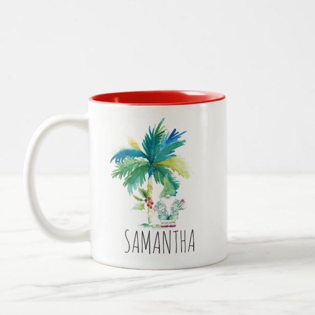 Niedliche tropische Weihnachtskaffee Zweifarbige Tasse (Links)