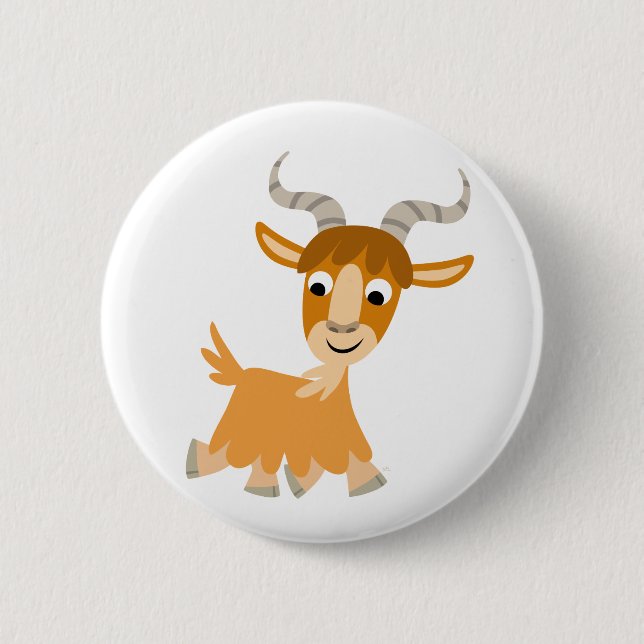 Niedliche Trotting Cartoon Goat Button Abzeichen (Vorderseite)