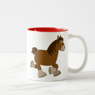Niedliche Trotting Cartoon-Grafschafts-PferdeTasse Zweifarbige Tasse