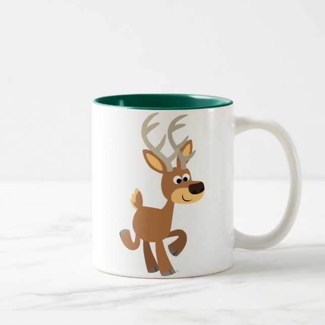 Niedliche Trotting Cartoon Hirsche Tasse (Rechts)