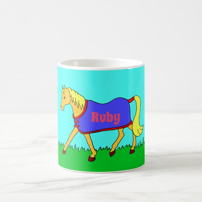 Niedliche Trotting Pony mit Name auf Rug Kaffeetasse (Mittel)