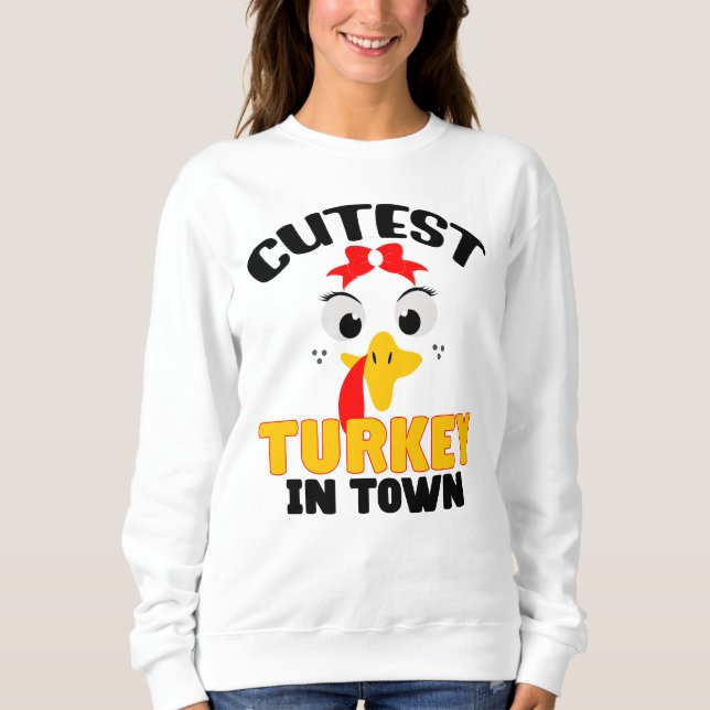 Niedliche Truthühner in der Stadt, Erntedank Fraue Sweatshirt (Vorderseite)
