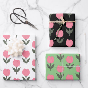 Niedliche Tulips-Blume   Jegliche Hintergrundfarbe Geschenkpapier Set