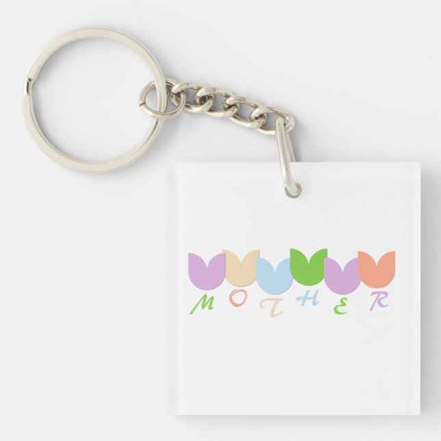 Niedliche Tulpenmutter, Personalisiert 6 Buchstabe Schlüsselanhänger (Vorderseite)