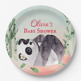 Niedliche Tumbling Panda Gender Baby Dusche Pappteller