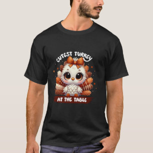 Niedliche Türkei am Tisch Funny Erntedank Girl T-Shirt