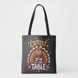 Niedliche Türkei am Tisch Funny Erntedank Tasche