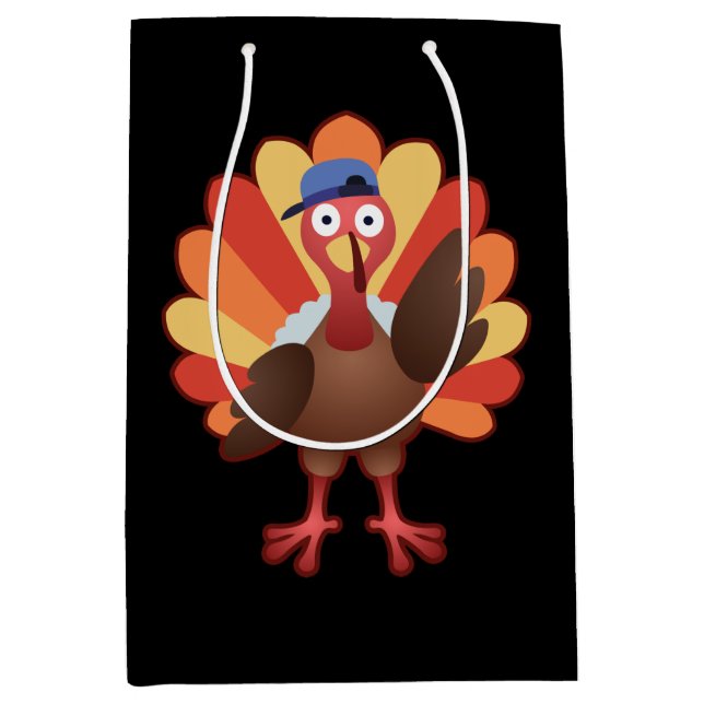 Niedliche Türkei Boy Gobble - Erntedank Gift Mittlere Geschenktüte (Vorderseite)