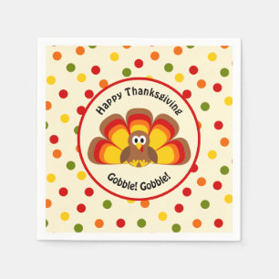 Niedliche Türkei glücklich Thanksgiving Gobble Pol Serviette