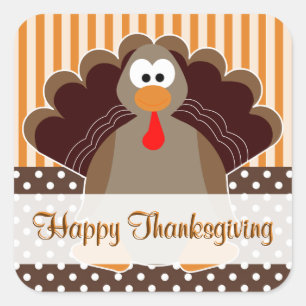 Niedliche Türkei Glückwunsch Thanksgiving Flat Car Quadratischer Aufkleber