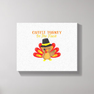 Niedliche Türkei in Flock Happy Thanksgiving Day B Leinwanddruck
