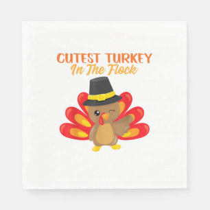 Niedliche Türkei in Flock Happy Thanksgiving Day B Serviette