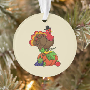 Niedliche Türkei mit ernährtem Erntedank Ornament