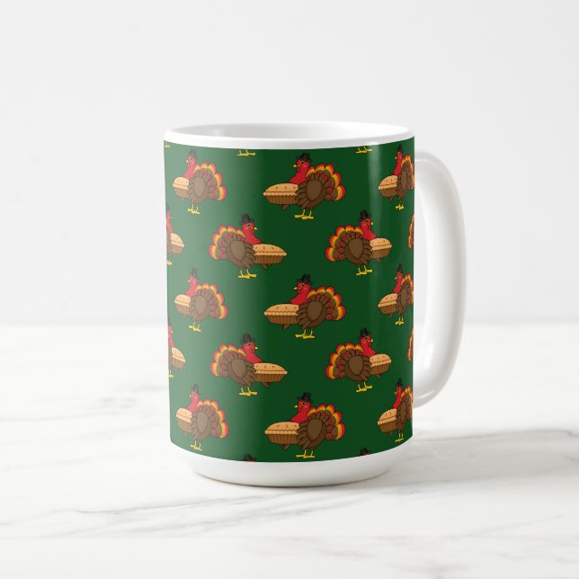Niedliche Türkei mit Pumpkin Pie Erntedank Kaffeetasse (VorderseiteRechts)