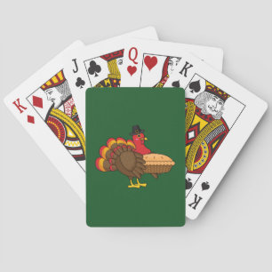 Niedliche Türkei mit Pumpkin Pie Erntedank Spielkarten