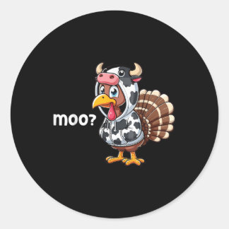 Niedliche Türkei Moo Cow Funny Turkey Trot Outfit  Runder Aufkleber