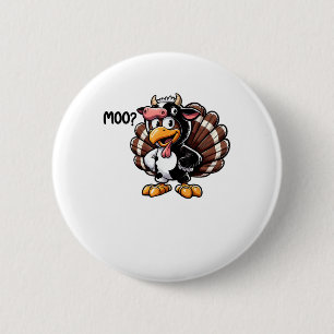 Niedliche Türkei Moo Fake Kuh Kopf Funny Fall Than Button