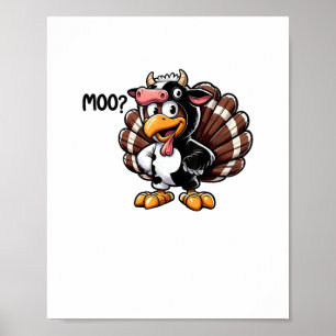 Niedliche Türkei Moo Fake Kuh Kopf Funny Fall Than Poster