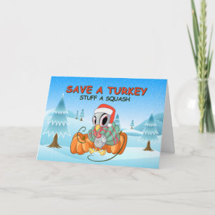Niedliche Türkei Vegan Weihnachten Karte