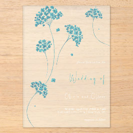 Niedliche türkisfarbene Blume Hochzeit Acryleinladungen