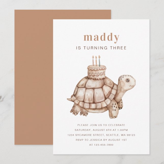 Niedliche Turteleinladung Einladung (Vorne/Hinten)