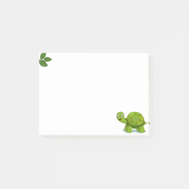 Niedliche Turtle & Laurel Blätter Post-it Klebezettel (Vorderseite)