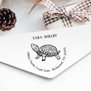 Niedliche Turtle-Rücksendeadresse Gummistempel