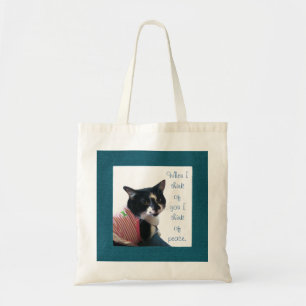 Niedliche Tuxedo Cat Denken Sie an Peace Canvas Ba Tragetasche