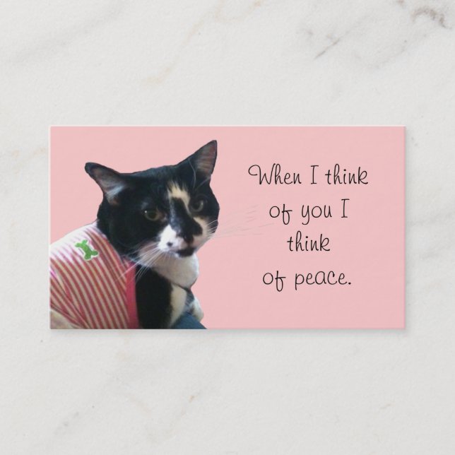 Niedliche Tuxedo Cat Think Business Cards Visitenkarte (Vorderseite)