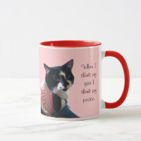 Niedliche Tuxedo Katze Denken Sie an Frieden Custo