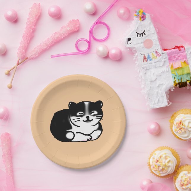 niedliche Tuxedokatze Pappteller (Party)