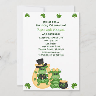 Niedliche Twin Boy & Girl Dragons Irland Geburtsta Einladung
