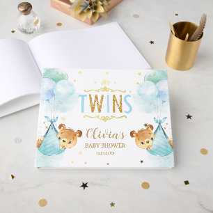 Niedliche Twin Boys Teddy Bears Twins Baby Dusche Gästebuch