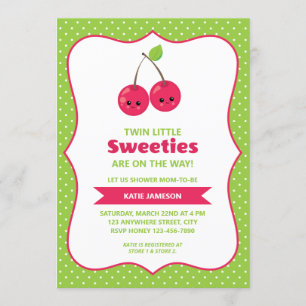 Niedliche Twin Little Sweeties Cherries Babydusche Einladung