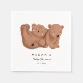 Niedliche Twins Rustikale Bärendusche Napkins Serviette