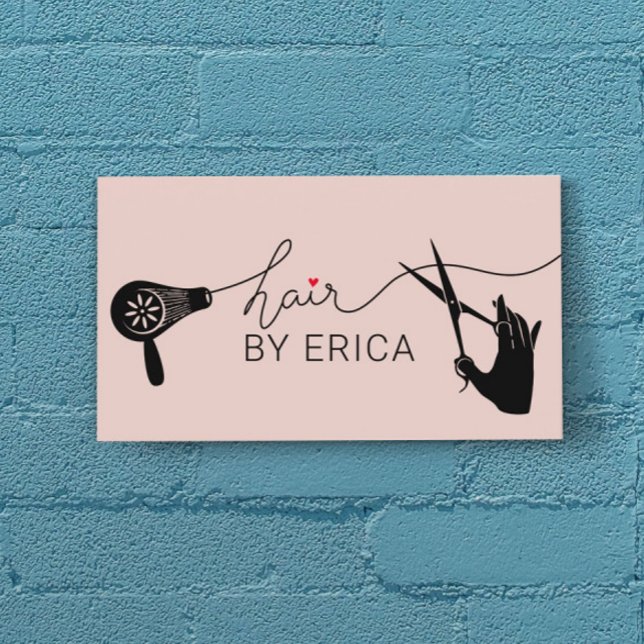 Niedliche Typografie im Haar Rosa Salon Visitenkarte (Von Creator hochgeladen)