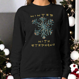 Niedliche Typografie Winterschneeflocke Gold aquam Sweatshirt