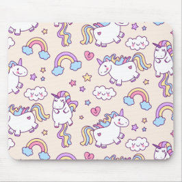 Niedliche u. bunte Regenbogen und Unicorns | Mousepad