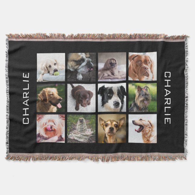 Niedliche u. lustige HundeFoto-Collage Throwdecke Decke (Vorderseite)