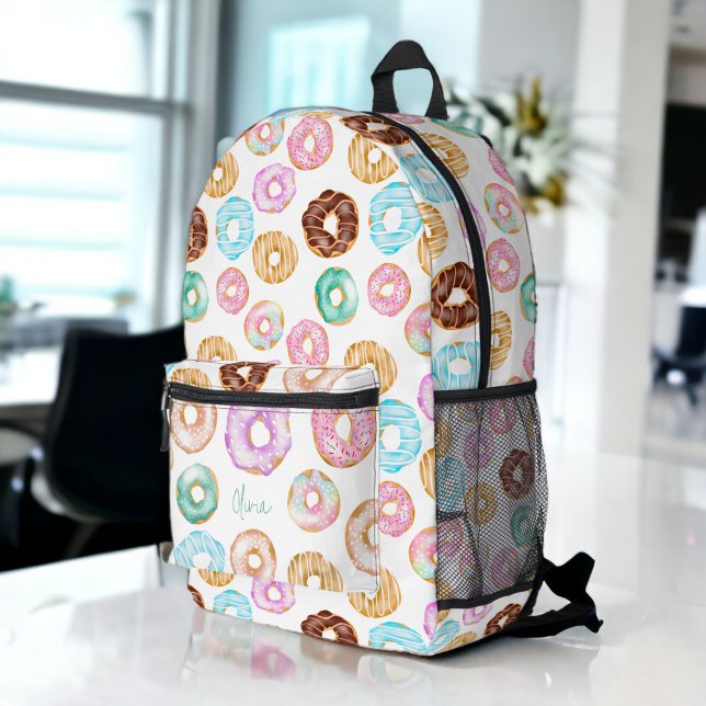 Niedliche Uferdüsenblütenmuster Bedruckter Rucksack (Cute desert sweet donuts illustration pattern printed backpack)